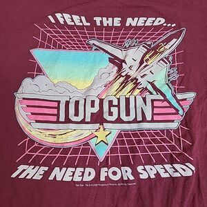 Top Gun Mens I Feel The Need For Speed! Burgandy Red Retro T Shirt XL